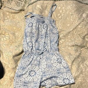 Free People Light Blue Bandana-Print Romper